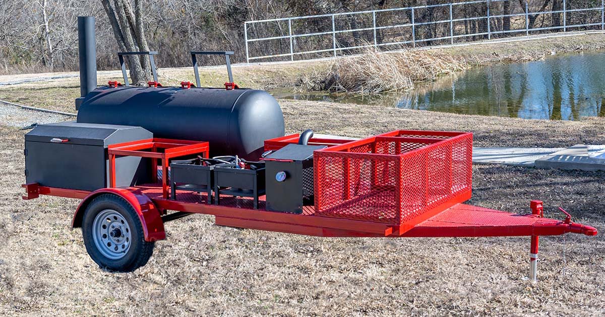 Red custom smoker trailer build