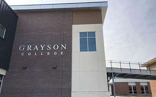 Grayson College Campus Building with Grayson Branding